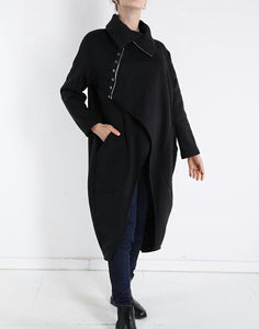 Mantel aus Baumwolle mit Taschen mit Reißverschluss - Schwarz
