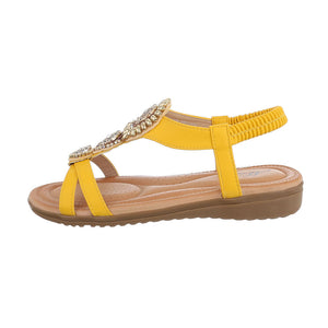 Schuhe, Damen Flache Sandalen - yellow , F/S 2021