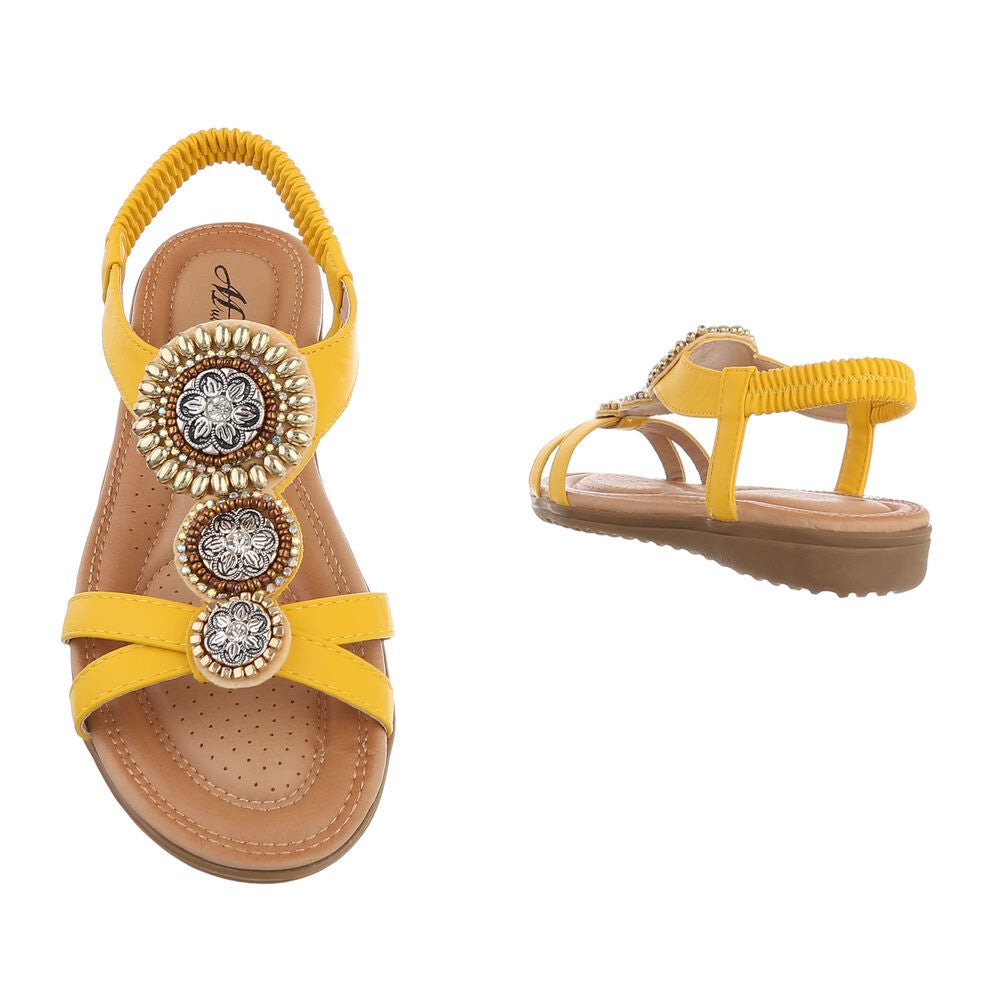 Schuhe, Damen Flache Sandalen - yellow , F/S 2021