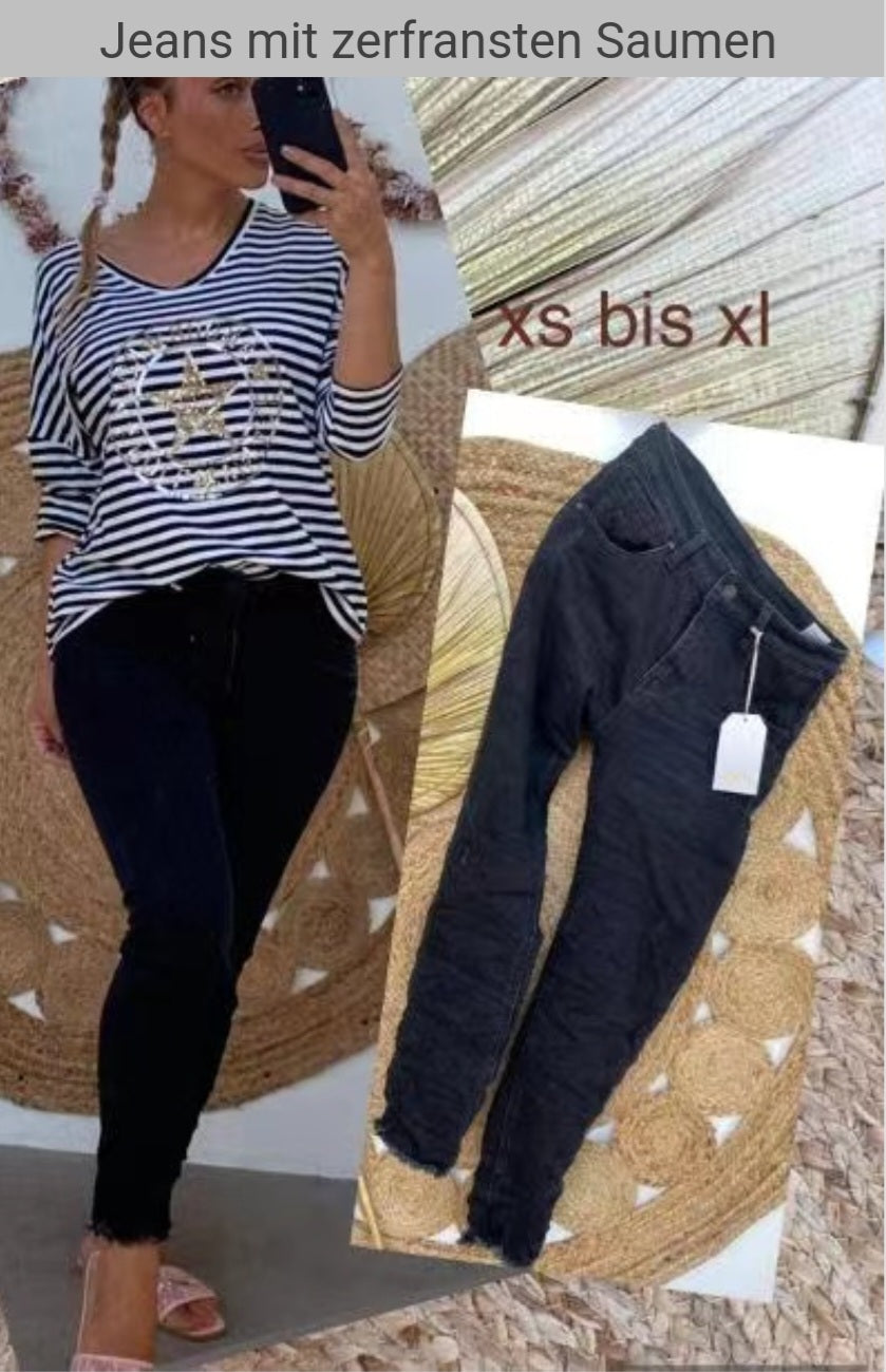 Jeans mit zerfransten Saumen,schwarz, New Collection, H/W 22/23 
