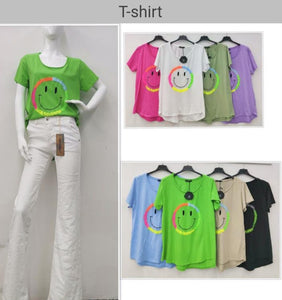Tshirt,  Smiley ☺️,  verschiedene Farben,  Einheitsgröße,  F/S 2023,100% Baumwolle